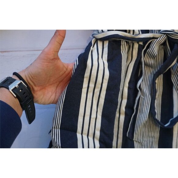 Girl With Curves Black & White Striped Belted Midi Dress - Size M - Picture 4 of 9